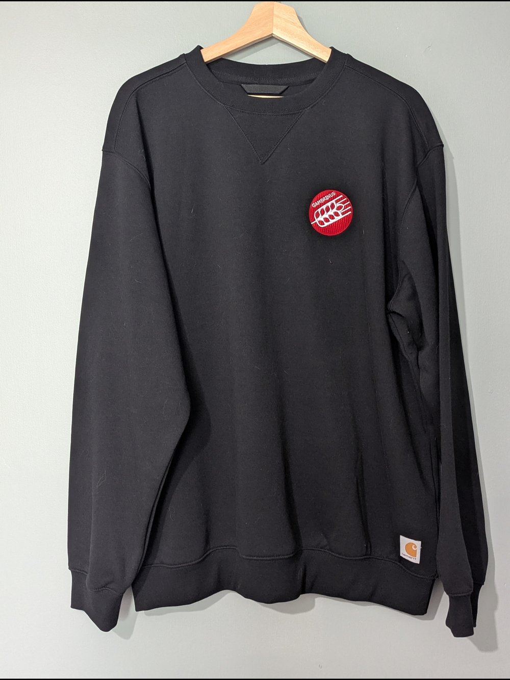 Carhartt Men's Midweight Black Crewneck Sweatshirt Red Logo